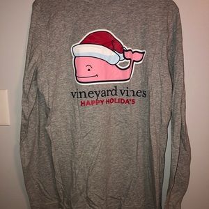 Vineyard vines, long sleeve grey holiday tee